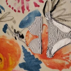 Size Medium Victoria's Secret black and white striped bikini